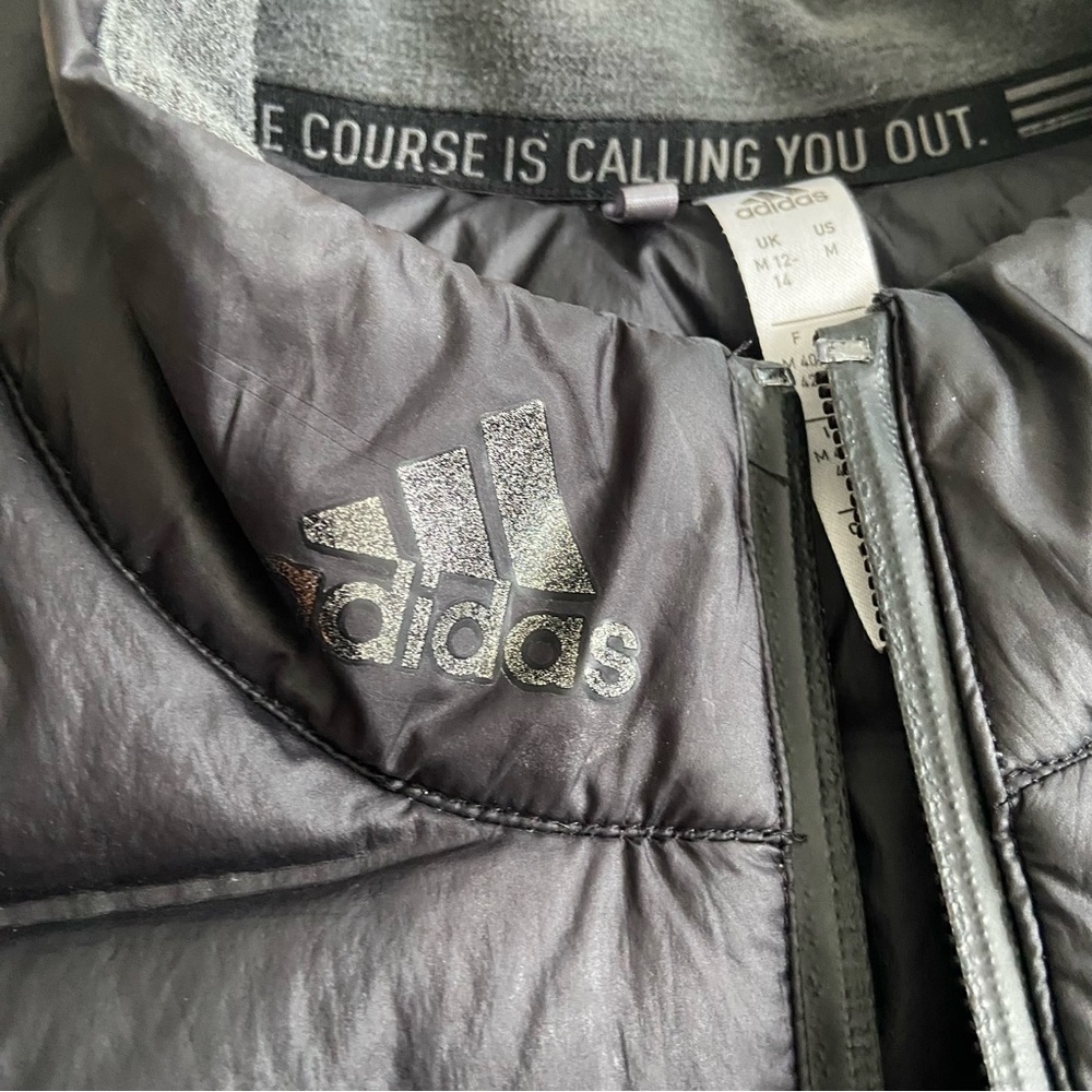 Adidas Lightweight Down Puffer Jacket Women’s Medium Grey Insulated EUC - Picture 5 of 10
